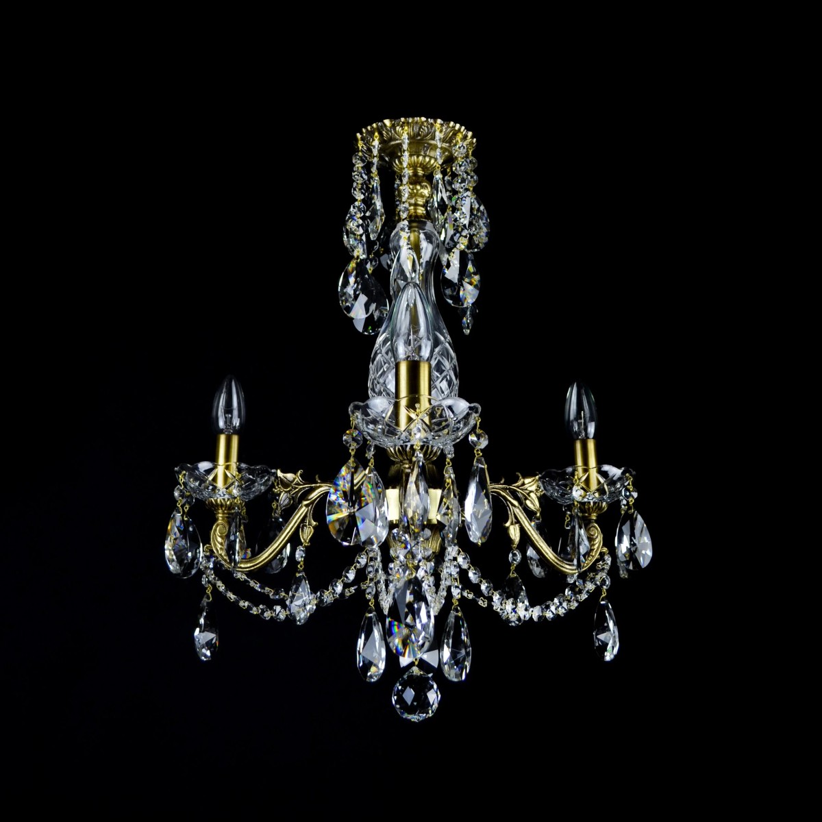 Casa Padrino Lámpara de araña de cristal barroco de lujo Oro Ø 43 x H. 54 cm - Suntuosa Lámpara de araña de latón con cristal de Bohemia - Muebles barrocos - Noble y suntuosa Casa Padrino Lámpara de araña de cristal barroco de lujo Oro Ø 43 x H. 54 cm - Suntuosa Lámpara de araña de latón con cristal de Bohemia - Muebles barrocos - Noble y suntuosa