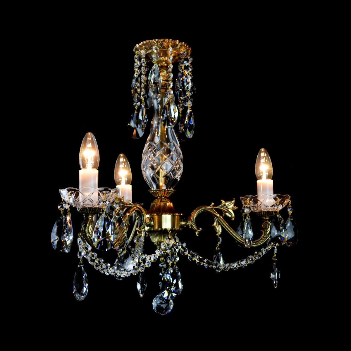 Casa Padrino Lámpara de araña de cristal barroco de lujo Oro Ø 43 x H. 54 cm - Suntuosa Lámpara de araña de latón con cristal de Bohemia - Muebles barrocos - Noble y suntuosa Casa Padrino Lámpara de araña de cristal barroco de lujo Oro Ø 43 x H. 54 cm - Suntuosa Lámpara de araña de latón con cristal de Bohemia - Muebles barrocos - Noble y suntuosa