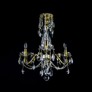 Casa Padrino Lámpara de araña de cristal barroco de lujo Oro Ø 43 x H. 54 cm - Suntuosa Lámpara de araña de latón con cristal de Bohemia - Muebles barrocos - Noble y suntuosa
