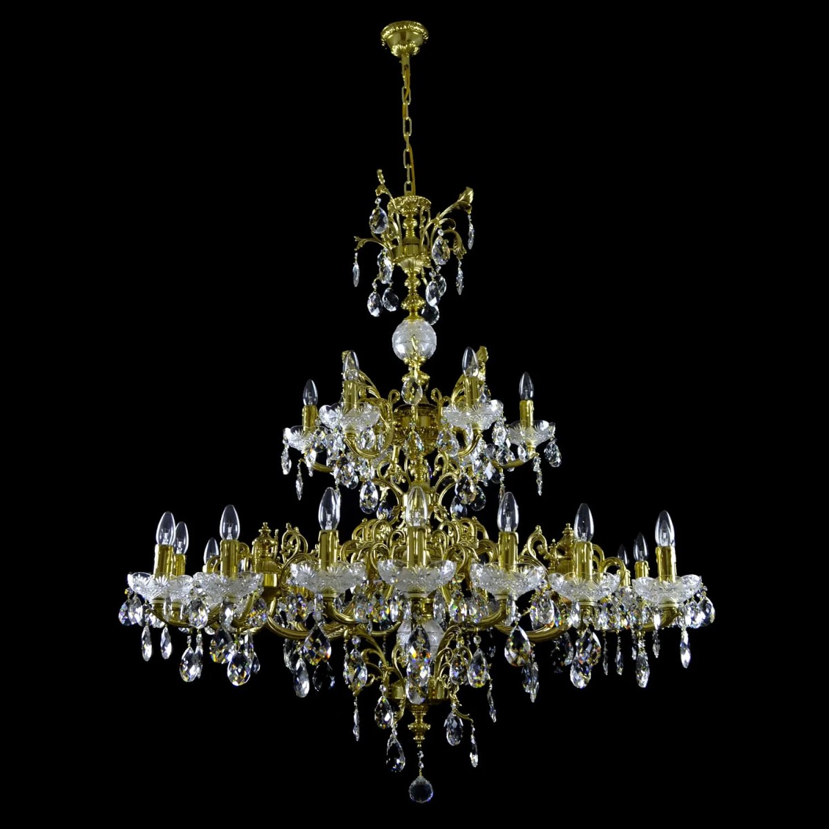 Casa Padrino Lámpara de araña de cristal barroco de lujo Oro Ø 125 x H. 130 cm - Suntuosa Lámpara de araña de latón con cristal de Bohemia - Muebles barrocos - Noble y suntuosa Casa Padrino Lámpara de araña de cristal barroco de lujo Oro Ø 125 x H. 130 cm - Suntuosa Lámpara de araña de latón con cristal de Bohemia - Muebles barrocos - Noble y suntuosa
