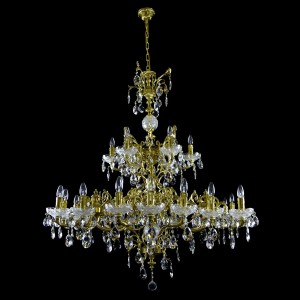 Casa Padrino Lámpara de araña de cristal barroco de lujo Oro Ø 125 x H. 130 cm - Suntuosa Lámpara de araña de latón con cristal de Bohemia - Muebles barrocos - Noble y suntuosa