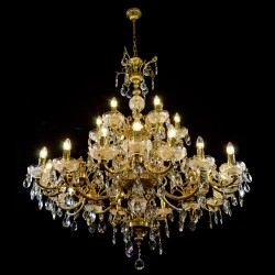 Casa Padrino Lámpara de araña de cristal barroco de lujo Oro Ø 125 x H. 130 cm - Suntuosa Lámpara de araña de latón con cristal de Bohemia - Muebles barrocos - Noble y suntuosa Casa Padrino Lámpara de araña de cristal barroco de lujo Oro Ø 125 x H. 130 cm - Suntuosa Lámpara de araña de latón con cristal de Bohemia - Muebles barrocos - Noble y suntuosa