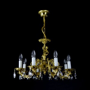 Casa Padrino Lámpara de araña de cristal barroco de lujo Oro Ø 55 x H. 36 cm - Suntuosa Lámpara de araña de latón con cristal de Bohemia - Muebles barrocos - Noble y suntuosa