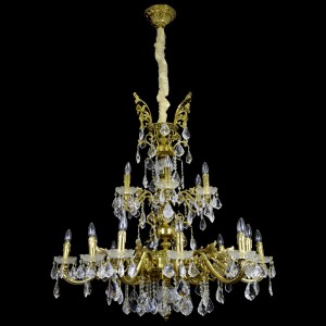Casa Padrino Lámpara de araña de cristal barroco de lujo Oro Ø 112 x H. 135 cm - Suntuosa Lámpara de araña de latón con cristal de Bohemia - Muebles barrocos - Noble y suntuosa
