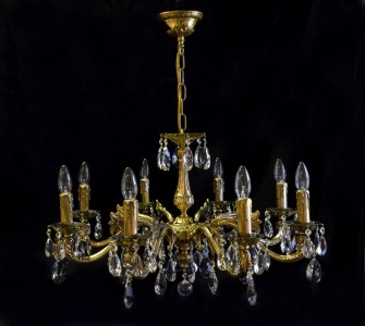 Casa Padrino Lámpara de araña de cristal barroco de lujo Oro Ø 72 x H. 44 cm - Suntuosa Lámpara de araña de latón con cristal de Bohemia - Muebles barrocos - Noble y suntuosa