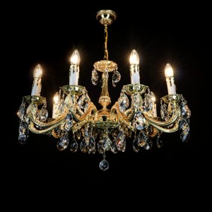 Casa Padrino Lámpara de araña de cristal barroco de lujo Oro Ø 76 x H. 47 cm - Suntuosa Lámpara de araña de latón con cristal de Bohemia - Muebles barrocos - Noble y suntuosa