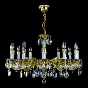 Casa Padrino Lámpara de araña de cristal barroco de lujo Oro Ø 76 x H. 47 cm - Suntuosa Lámpara de araña de latón con cristal de Bohemia - Muebles barrocos - Noble y suntuosa