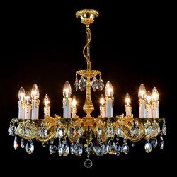 Casa Padrino Lámpara de araña de cristal barroco de lujo Oro Ø 76 x H. 47 cm - Suntuosa Lámpara de araña de latón con cristal de Bohemia - Muebles barrocos - Noble y suntuosa
