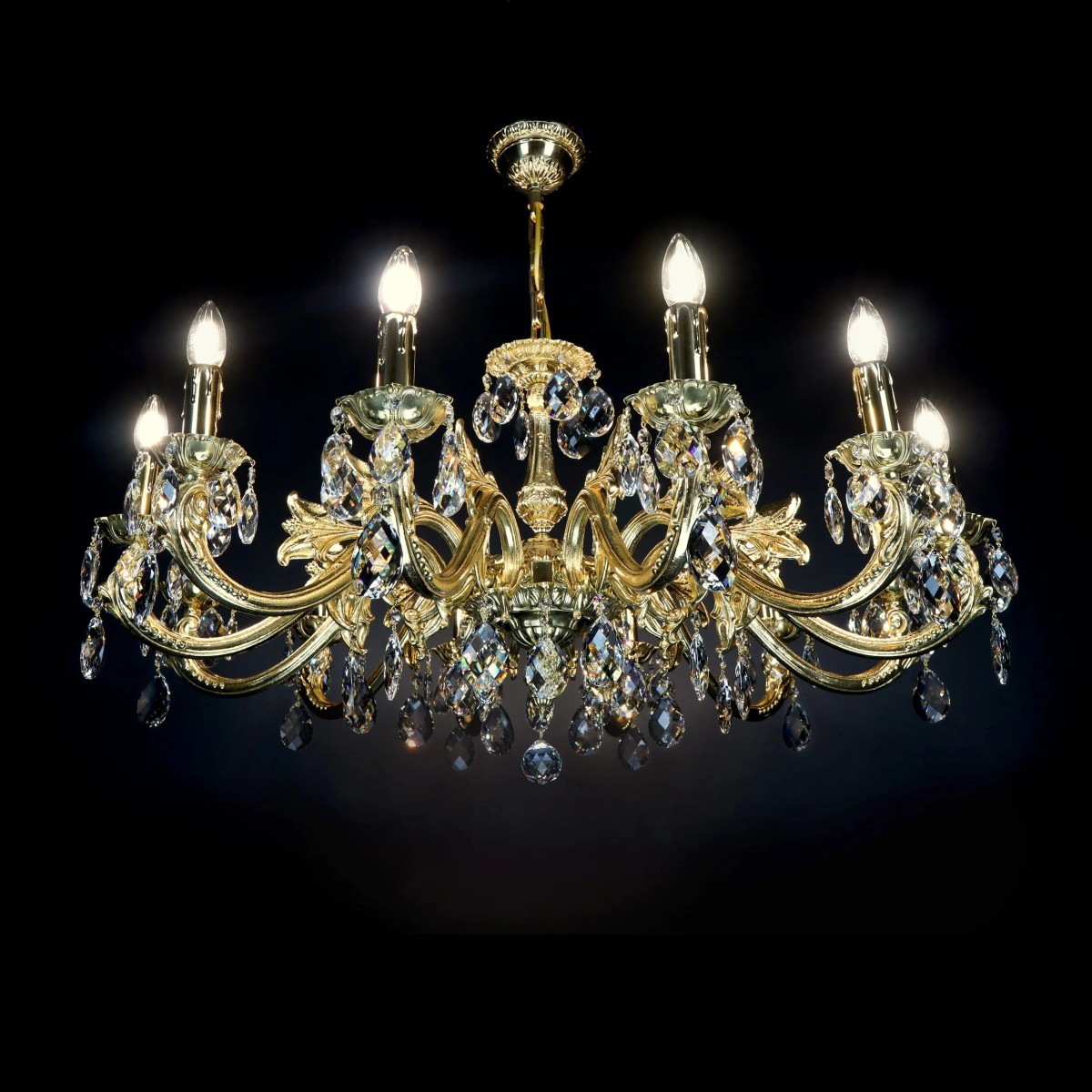 Casa Padrino Lámpara de araña de cristal barroco de lujo Oro Ø 76 x H. 47 cm - Suntuosa Lámpara de araña de latón con cristal de Bohemia - Muebles barrocos - Noble y suntuosa Casa Padrino Lámpara de araña de cristal barroco de lujo Oro Ø 76 x H. 47 cm - Suntuosa Lámpara de araña de latón con cristal de Bohemia - Muebles barrocos - Noble y suntuosa