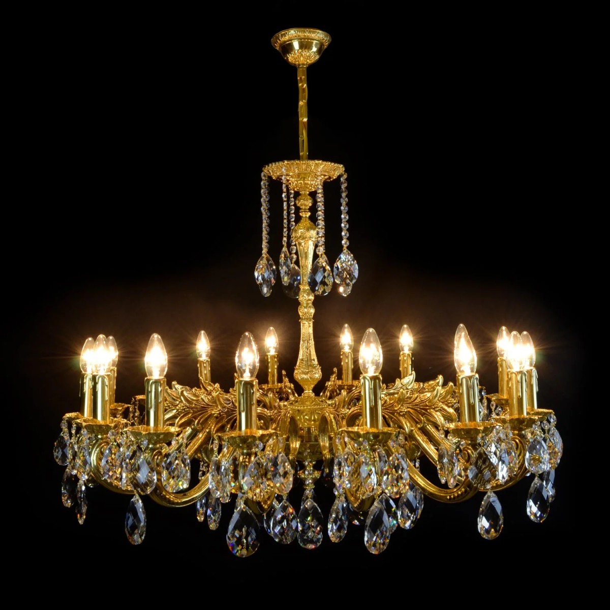 Casa Padrino Lámpara de araña de cristal barroco de lujo Oro Ø 96 x H. 80 cm - Suntuosa Lámpara de araña de latón con cristal de Bohemia - Muebles barrocos - Noble y suntuosa Casa Padrino Lámpara de araña de cristal barroco de lujo Oro Ø 96 x H. 80 cm - Suntuosa Lámpara de araña de latón con cristal de Bohemia - Muebles barrocos - Noble y suntuosa