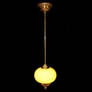 Casa Padrino Lámpara colgante de cristal de lujo Oro Ø 20 x H. 80 cm - Suntuosa Lámpara colgante de latón con cristal de Bohemia - Muebles barrocos - Noble y suntuosa