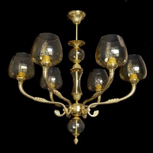 Casa Padrino Lámpara de araña de cristal barroco de lujo Oro Ø 84 x H. 77 cm - Suntuosa Lámpara de araña de latón con cristal de Bohemia - Muebles barrocos - Noble y suntuosa