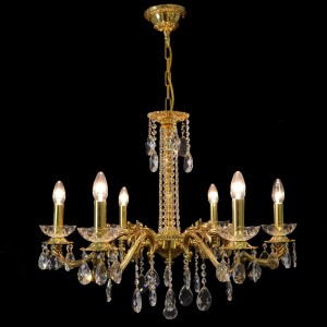 Casa Padrino Lámpara de araña de cristal barroco de lujo Oro Ø 73 x H. 59 cm - Suntuosa Lámpara de araña de latón con cristal de Bohemia - Muebles barrocos - Noble y suntuosa