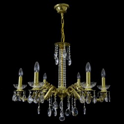 Casa Padrino Lámpara de araña de cristal barroco de lujo Oro Ø 73 x H. 59 cm - Suntuosa Lámpara de araña de latón con cristal de Bohemia - Muebles barrocos - Noble y suntuosa
