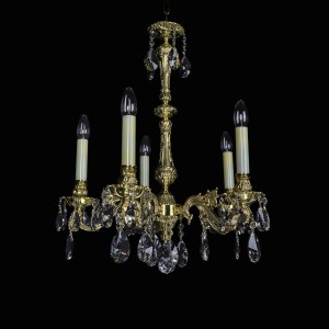 Casa Padrino Lámpara de araña de cristal barroco de lujo Oro Ø 50 x H. 68 cm - Suntuosa Lámpara de araña de latón con cristal de Bohemia - Muebles barrocos - Noble y suntuosa