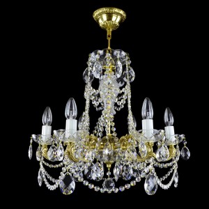 Casa Padrino Lámpara de araña de cristal barroco de lujo Oro Ø 55 x H. 50 cm - Suntuosa Lámpara de araña de latón con cristal de Bohemia - Muebles barrocos - Noble y suntuosa Casa Padrino Lámpara de araña de cristal barroco de lujo Oro Ø 55 x H. 50 cm - Suntuosa Lámpara de araña de latón con cristal de Bohemia - Muebles barrocos - Noble y suntuosa