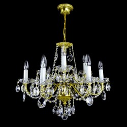 Casa Padrino Luxus Barock Kristall Kronleuchter Gold Ø 62 x H. 50 cm - Prunkvolle Messing Kronleuchter mit böhmischem Kristallglas - Barock Möbel - Edel & Prunkvoll