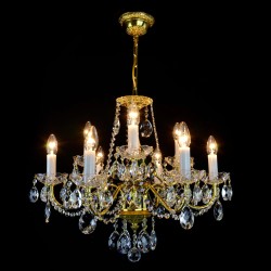 Casa Padrino Luxus Barock Kristall Kronleuchter Gold Ø 62 x H. 50 cm - Prunkvolle Messing Kronleuchter mit böhmischem Kristallglas - Barock Möbel - Edel & Prunkvoll