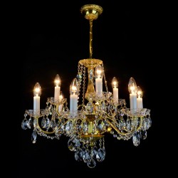 Casa Padrino Luxus Barock Kristall Kronleuchter Gold Ø 62 x H. 50 cm - Prunkvolle Messing Kronleuchter mit böhmischem Kristallglas - Barock Möbel - Edel & Prunkvoll