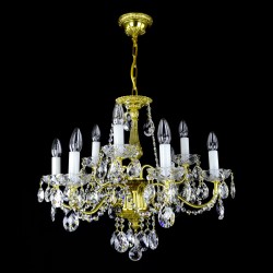 Casa Padrino Luxus Barock Kristall Kronleuchter Gold Ø 62 x H. 50 cm - Prunkvolle Messing Kronleuchter mit böhmischem Kristallglas - Barock Möbel - Edel & Prunkvoll