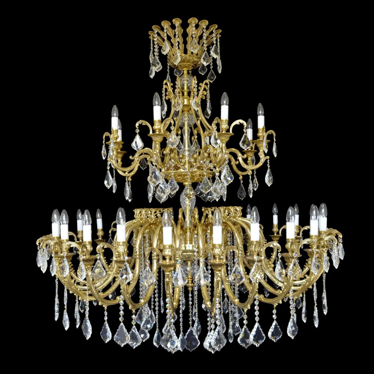 Casa Padrino Lámpara de araña de cristal barroco de lujo Oro Ø 150 x H. 140 cm - Suntuosa Lámpara de araña de latón con cristal de Bohemia - Muebles barrocos - Noble y suntuosa Casa Padrino Lámpara de araña de cristal barroco de lujo Oro Ø 150 x H. 140 cm - Suntuosa Lámpara de araña de latón con cristal de Bohemia - Muebles barrocos - Noble y suntuosa
