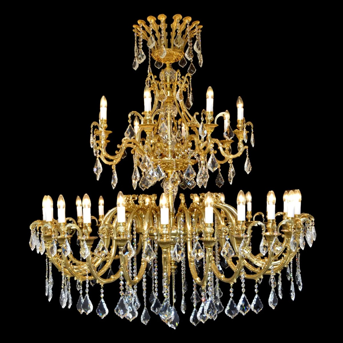 Casa Padrino Lámpara de araña de cristal barroco de lujo Oro Ø 150 x H. 140 cm - Suntuosa Lámpara de araña de latón con cristal de Bohemia - Muebles barrocos - Noble y suntuosa Casa Padrino Lámpara de araña de cristal barroco de lujo Oro Ø 150 x H. 140 cm - Suntuosa Lámpara de araña de latón con cristal de Bohemia - Muebles barrocos - Noble y suntuosa