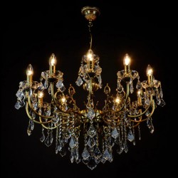 Casa Padrino Luxus Barock Kristall Kronleuchter Gold Ø 83 x H. 60 cm - Prunkvolle Messing Kronleuchter mit böhmischem Kristallglas - Barock Möbel - Edel & Prunkvoll
