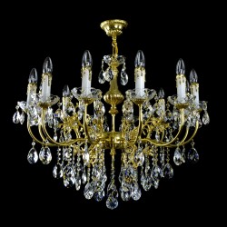 Casa Padrino Luxus Barock Kristall Kronleuchter Gold Ø 83 x H. 60 cm - Prunkvolle Messing Kronleuchter mit böhmischem Kristallglas - Barock Möbel - Edel & Prunkvoll