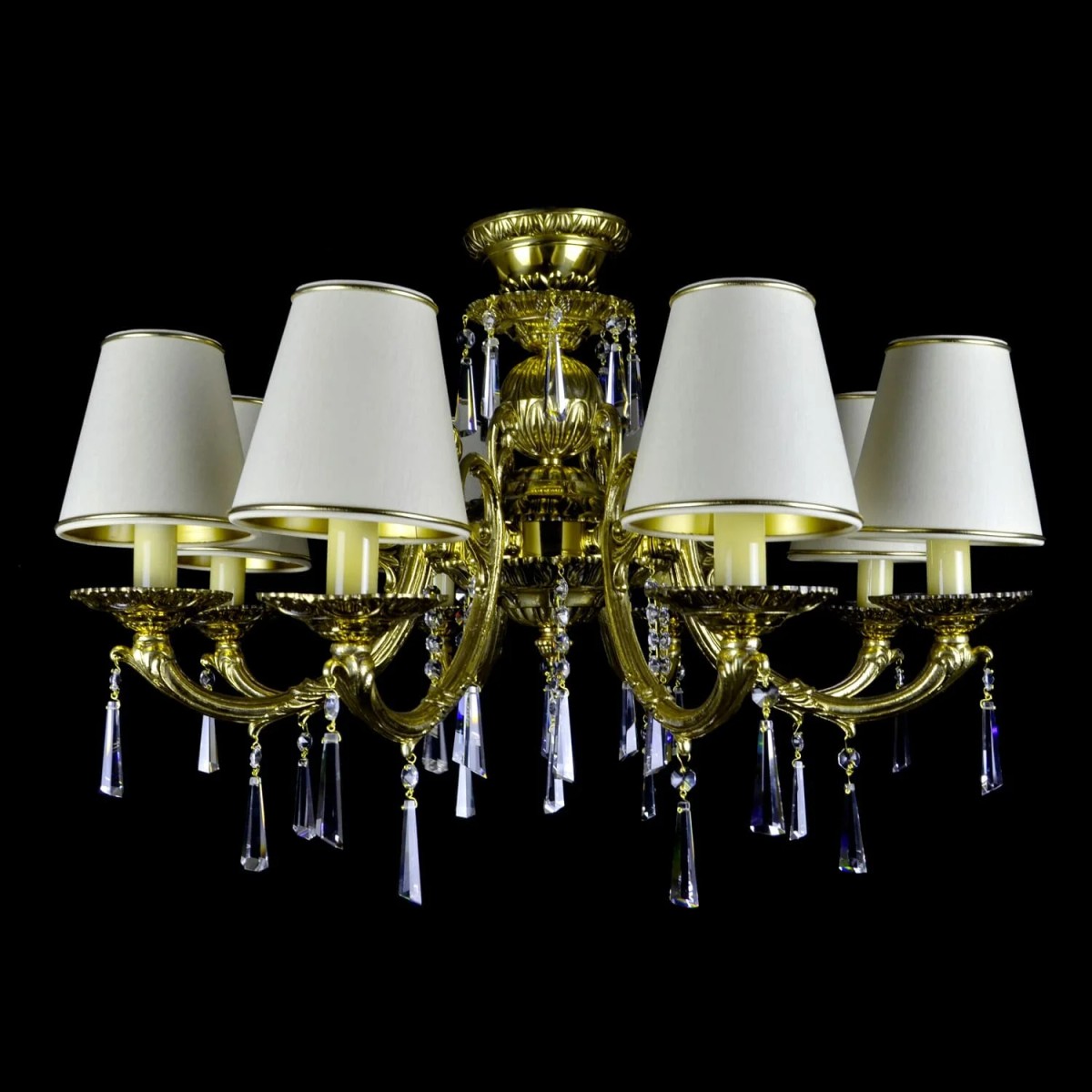 Casa Padrino Lámpara de araña de cristal barroco de lujo Oro Ø 70 x H. 45 cm - Suntuosa Lámpara de araña de latón con cristal de Bohemia - Muebles barrocos - Noble y suntuosa Casa Padrino Lámpara de araña de cristal barroco de lujo Oro Ø 70 x H. 45 cm - Suntuosa Lámpara de araña de latón con cristal de Bohemia - Muebles barrocos - Noble y suntuosa