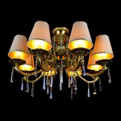 Casa Padrino Lámpara de araña de cristal barroco de lujo Oro Ø 70 x H. 45 cm - Suntuosa Lámpara de araña de latón con cristal de Bohemia - Muebles barrocos - Noble y suntuosa Casa Padrino Lámpara de araña de cristal barroco de lujo Oro Ø 70 x H. 45 cm - Suntuosa Lámpara de araña de latón con cristal de Bohemia - Muebles barrocos - Noble y suntuosa