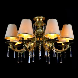 Casa Padrino Lámpara de araña de cristal barroco de lujo Oro Ø 70 x H. 45 cm - Suntuosa Lámpara de araña de latón con cristal de Bohemia - Muebles barrocos - Noble y suntuosa Casa Padrino Lámpara de araña de cristal barroco de lujo Oro Ø 70 x H. 45 cm - Suntuosa Lámpara de araña de latón con cristal de Bohemia - Muebles barrocos - Noble y suntuosa