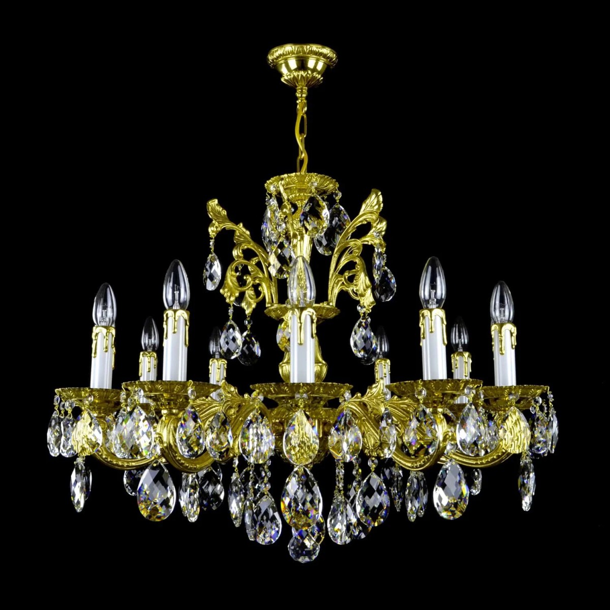 Casa Padrino Lustre en cristal baroque de luxe Or Ø 80 x H. 60 cm - Somptueuse Lustre en laiton avec cristal de Bohême - Meubles baroques - Noble & somptueux Casa Padrino Lustre en cristal baroque de luxe Or Ø 80 x H. 60 cm - Somptueuse Lustre en laiton avec cristal de Bohême - Meubles baroques - Noble & somptueux