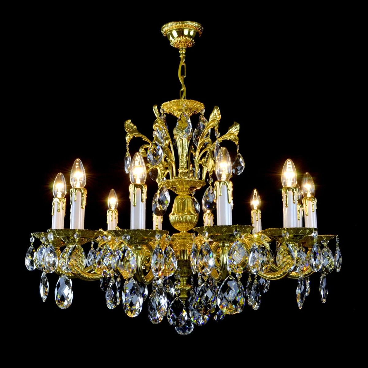 Casa Padrino Lustre en cristal baroque de luxe Or Ø 80 x H. 60 cm - Somptueuse Lustre en laiton avec cristal de Bohême - Meubles baroques - Noble & somptueux Casa Padrino Lustre en cristal baroque de luxe Or Ø 80 x H. 60 cm - Somptueuse Lustre en laiton avec cristal de Bohême - Meubles baroques - Noble & somptueux