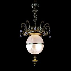 Casa Padrino Lámpara de araña de cristal barroco de lujo Oro Ø 27 x H. 110 cm - Suntuosa Lámpara de araña de latón con cristal de Bohemia - Muebles barrocos - Noble y suntuosa Casa Padrino Lámpara de araña de cristal barroco de lujo Oro Ø 27 x H. 110 cm - Suntuosa Lámpara de araña de latón con cristal de Bohemia - Muebles barrocos - Noble y suntuosa