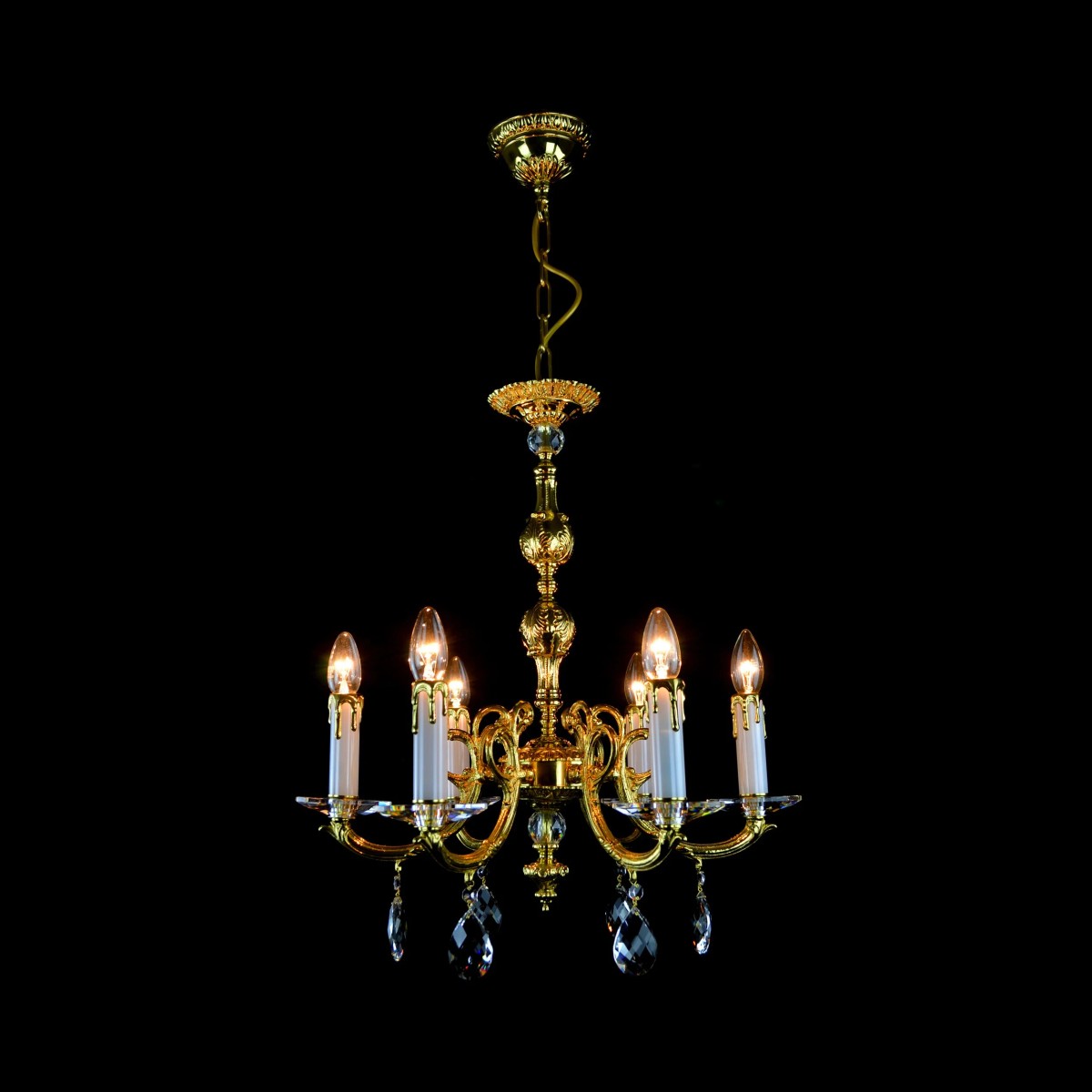 Casa Padrino Lámpara de araña de cristal barroco de lujo Oro Ø 53 x H. 60 cm - Suntuosa Lámpara de araña de latón con cristal de Bohemia - Muebles barrocos - Noble y suntuosa Casa Padrino Lámpara de araña de cristal barroco de lujo Oro Ø 53 x H. 60 cm - Suntuosa Lámpara de araña de latón con cristal de Bohemia - Muebles barrocos - Noble y suntuosa