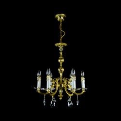 Casa Padrino Lámpara de araña de cristal barroco de lujo Oro Ø 53 x H. 60 cm - Suntuosa Lámpara de araña de latón con cristal de Bohemia - Muebles barrocos - Noble y suntuosa Casa Padrino Lámpara de araña de cristal barroco de lujo Oro Ø 53 x H. 60 cm - Suntuosa Lámpara de araña de latón con cristal de Bohemia - Muebles barrocos - Noble y suntuosa