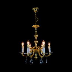 Casa Padrino Lámpara de araña de cristal barroco de lujo Oro Ø 53 x H. 60 cm - Suntuosa Lámpara de araña de latón con cristal de Bohemia - Muebles barrocos - Noble y suntuosa Casa Padrino Lámpara de araña de cristal barroco de lujo Oro Ø 53 x H. 60 cm - Suntuosa Lámpara de araña de latón con cristal de Bohemia - Muebles barrocos - Noble y suntuosa