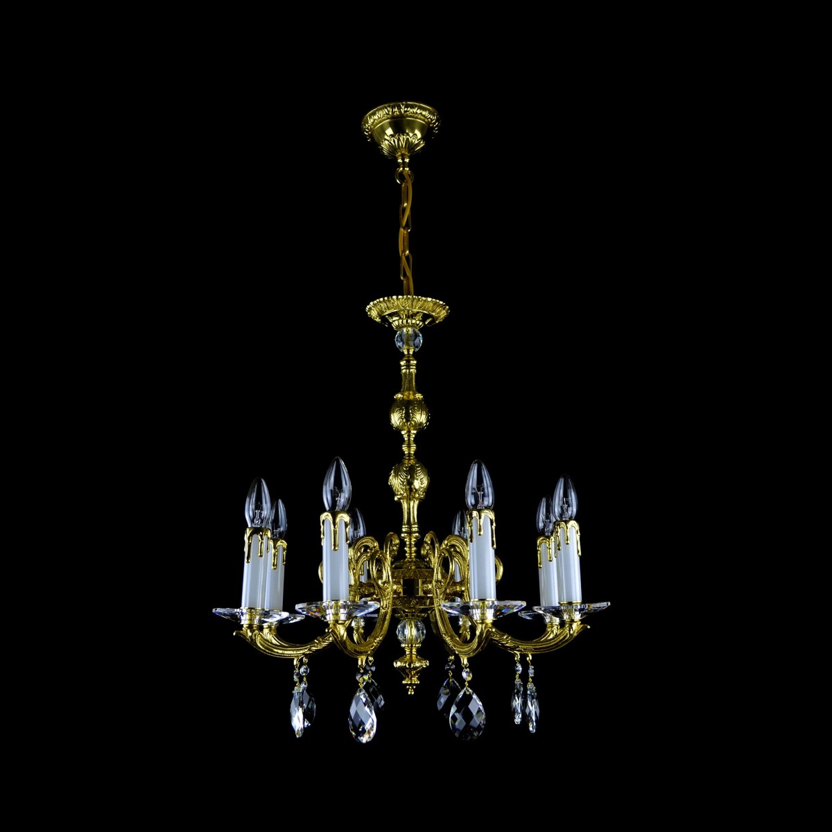 Casa Padrino Lustre en cristal baroque de luxe Or Ø 55 x H. 60 cm - Somptueuse Lustre en laiton avec cristal de Bohême - Meubles baroques - Noble & somptueux Casa Padrino Lustre en cristal baroque de luxe Or Ø 55 x H. 60 cm - Somptueuse Lustre en laiton avec cristal de Bohême - Meubles baroques - Noble & somptueux