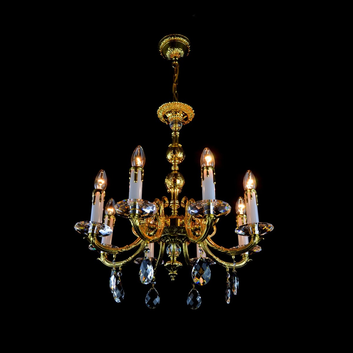 Casa Padrino Lustre en cristal baroque de luxe Or Ø 55 x H. 60 cm - Somptueuse Lustre en laiton avec cristal de Bohême - Meubles baroques - Noble & somptueux Casa Padrino Lustre en cristal baroque de luxe Or Ø 55 x H. 60 cm - Somptueuse Lustre en laiton avec cristal de Bohême - Meubles baroques - Noble & somptueux