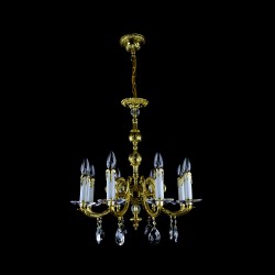 Casa Padrino Lustre en cristal baroque de luxe Or Ø 55 x H. 60 cm - Somptueuse Lustre en laiton avec cristal de Bohême - Meubles baroques - Noble & somptueux Casa Padrino Lustre en cristal baroque de luxe Or Ø 55 x H. 60 cm - Somptueuse Lustre en laiton avec cristal de Bohême - Meubles baroques - Noble & somptueux