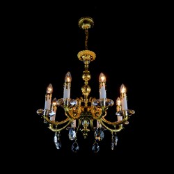 Casa Padrino Lustre en cristal baroque de luxe Or Ø 55 x H. 60 cm - Somptueuse Lustre en laiton avec cristal de Bohême - Meubles baroques - Noble & somptueux Casa Padrino Lustre en cristal baroque de luxe Or Ø 55 x H. 60 cm - Somptueuse Lustre en laiton avec cristal de Bohême - Meubles baroques - Noble & somptueux