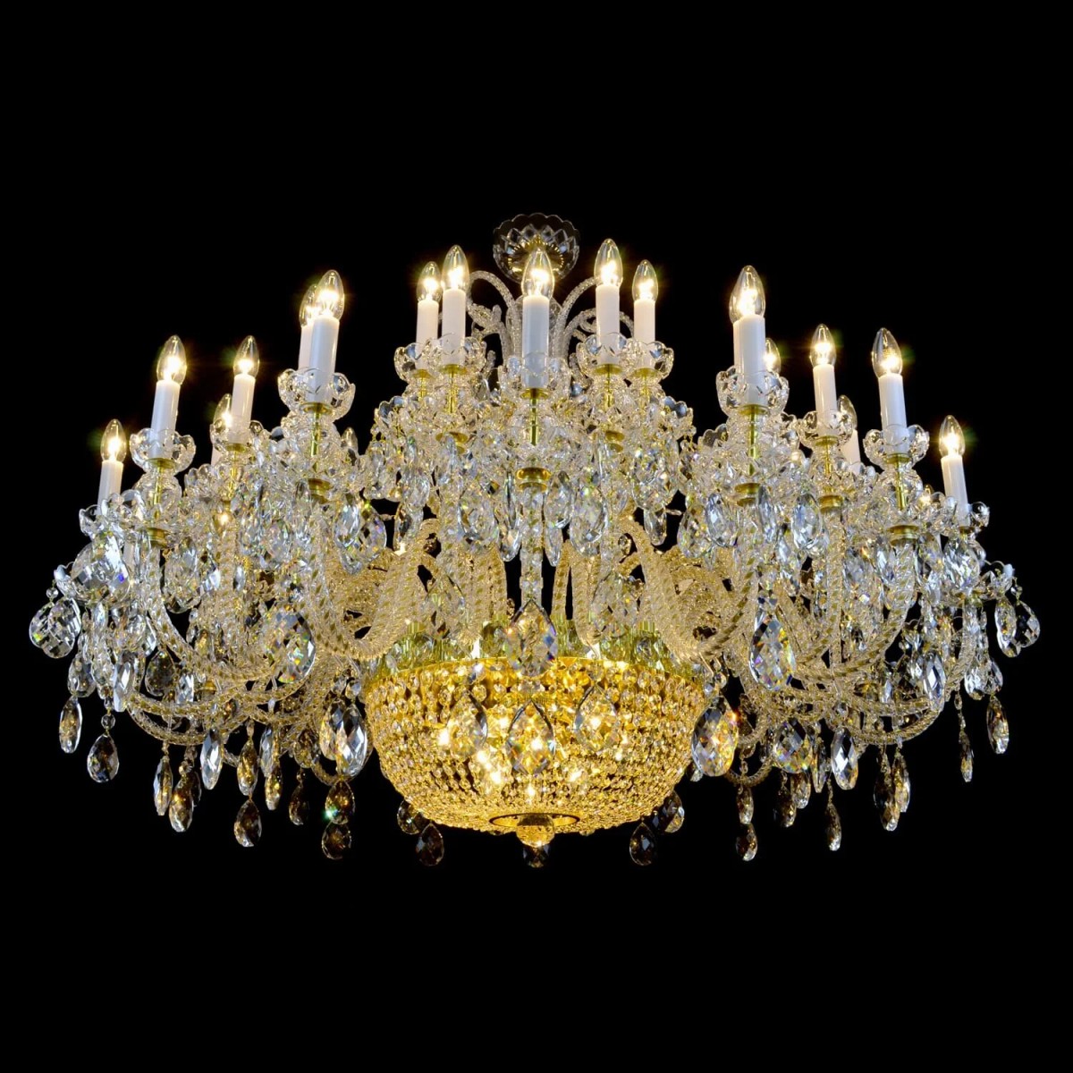 Casa Padrino Lámpara de araña de cristal barroco de lujo Oro Ø 140 x H. 120 cm - Suntuosa Lámpara de araña de latón con cristal de Bohemia - Muebles barrocos - Noble y suntuosa Casa Padrino Lámpara de araña de cristal barroco de lujo Oro Ø 140 x H. 120 cm - Suntuosa Lámpara de araña de latón con cristal de Bohemia - Muebles barrocos - Noble y suntuosa