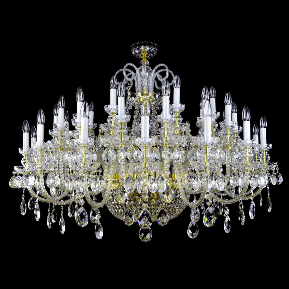 Casa Padrino Lámpara de araña de cristal barroco de lujo Oro Ø 140 x H. 120 cm - Suntuosa Lámpara de araña de latón con cristal de Bohemia - Muebles barrocos - Noble y suntuosa Casa Padrino Lámpara de araña de cristal barroco de lujo Oro Ø 140 x H. 120 cm - Suntuosa Lámpara de araña de latón con cristal de Bohemia - Muebles barrocos - Noble y suntuosa