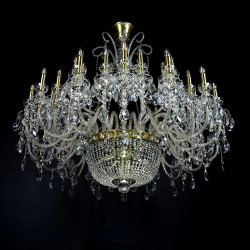 Casa Padrino Lámpara de araña de cristal barroco de lujo Oro Ø 140 x H. 120 cm - Suntuosa Lámpara de araña de latón con cristal de Bohemia - Muebles barrocos - Noble y suntuosa Casa Padrino Lámpara de araña de cristal barroco de lujo Oro Ø 140 x H. 120 cm - Suntuosa Lámpara de araña de latón con cristal de Bohemia - Muebles barrocos - Noble y suntuosa