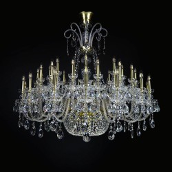 Casa Padrino Lámpara de araña de cristal barroco de lujo Oro Ø 140 x H. 120 cm - Suntuosa Lámpara de araña de latón con cristal de Bohemia - Muebles barrocos - Noble y suntuosa Casa Padrino Lámpara de araña de cristal barroco de lujo Oro Ø 140 x H. 120 cm - Suntuosa Lámpara de araña de latón con cristal de Bohemia - Muebles barrocos - Noble y suntuosa