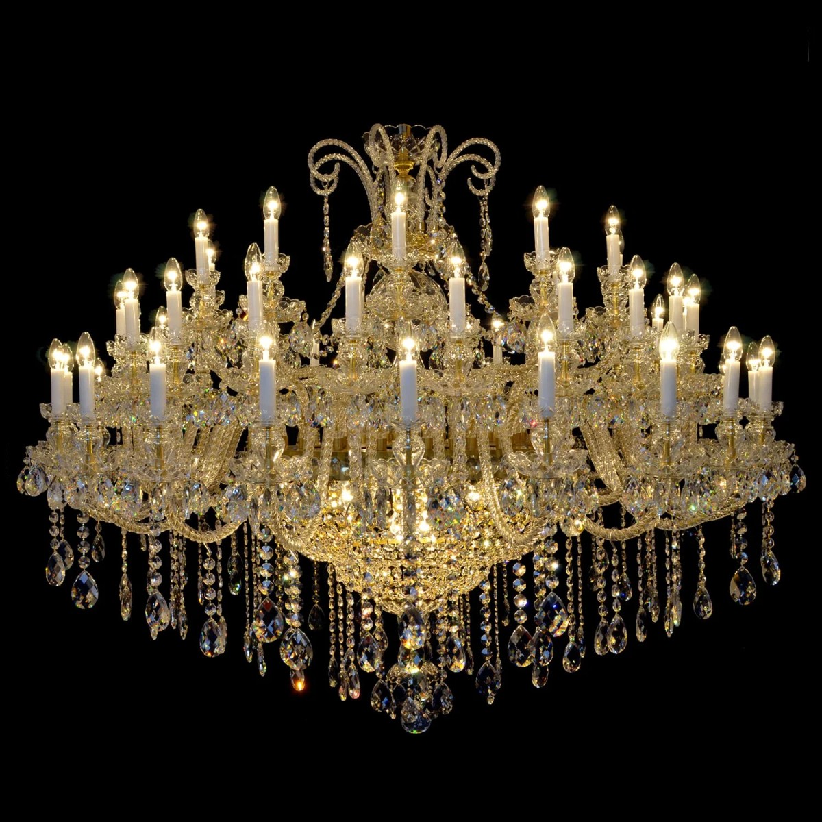 Casa Padrino Lampadario in cristallo barocco di lusso Oro Ø 180 x H. 150 cm - Sontuosa Lampadario in ottone con cristallo di Boemia - Mobili barocchi - Nobile e sontuoso Casa Padrino Lampadario in cristallo barocco di lusso Oro Ø 180 x H. 150 cm - Sontuosa Lampadario in ottone con cristallo di Boemia - Mobili barocchi - Nobile e sontuoso