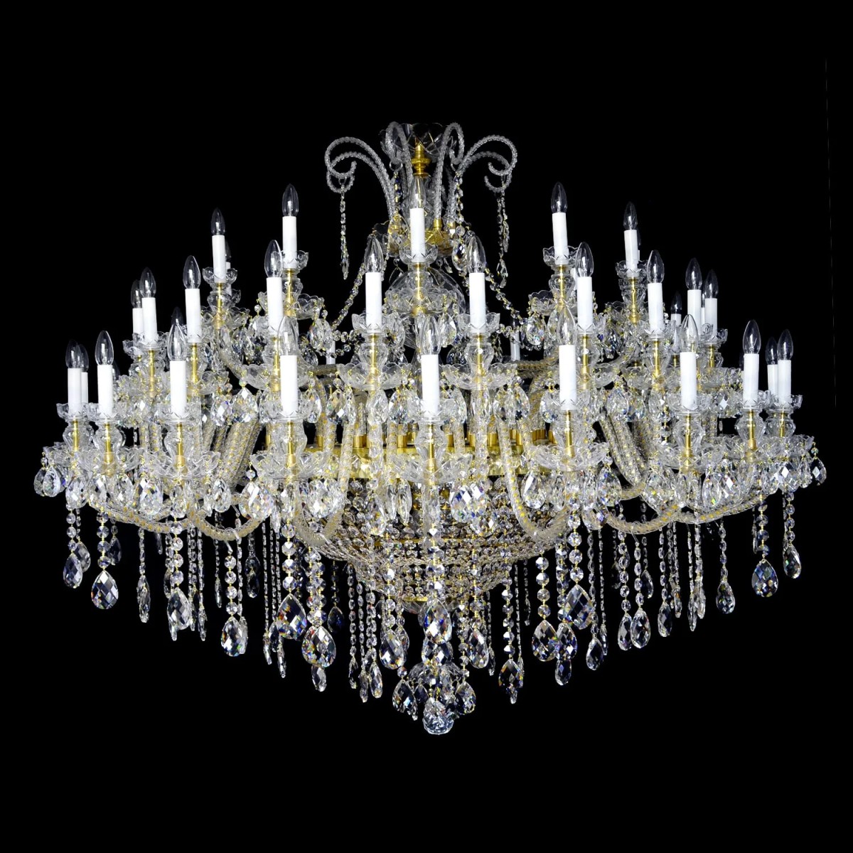 Casa Padrino Lampadario in cristallo barocco di lusso Oro Ø 180 x H. 150 cm - Sontuosa Lampadario in ottone con cristallo di Boemia - Mobili barocchi - Nobile e sontuoso Casa Padrino Lampadario in cristallo barocco di lusso Oro Ø 180 x H. 150 cm - Sontuosa Lampadario in ottone con cristallo di Boemia - Mobili barocchi - Nobile e sontuoso