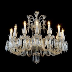 Casa Padrino Lampadario in cristallo barocco di lusso Argento Ø 99 x H. 90 cm - Sontuosa Lampadario in ottone con cristallo di Boemia - Mobili barocchi - Nobile e sontuoso Casa Padrino Lampadario in cristallo barocco di lusso Argento Ø 99 x H. 90 cm - Sontuosa Lampadario in ottone con cristallo di Boemia - Mobili barocchi - Nobile e sontuoso