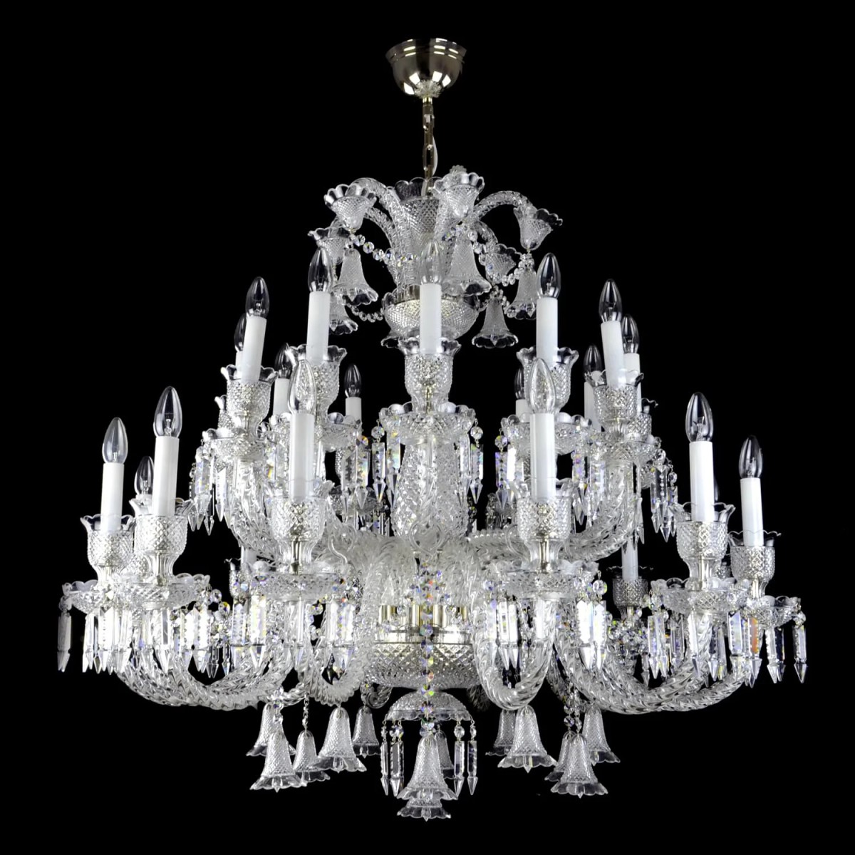 Casa Padrino Lampadario in cristallo barocco di lusso Argento Ø 105 x H. 98 cm - Sontuosa Lampadario in ottone con cristallo di Boemia - Mobili barocchi - Nobile e sontuoso Casa Padrino Lampadario in cristallo barocco di lusso Argento Ø 105 x H. 98 cm - Sontuosa Lampadario in ottone con cristallo di Boemia - Mobili barocchi - Nobile e sontuoso
