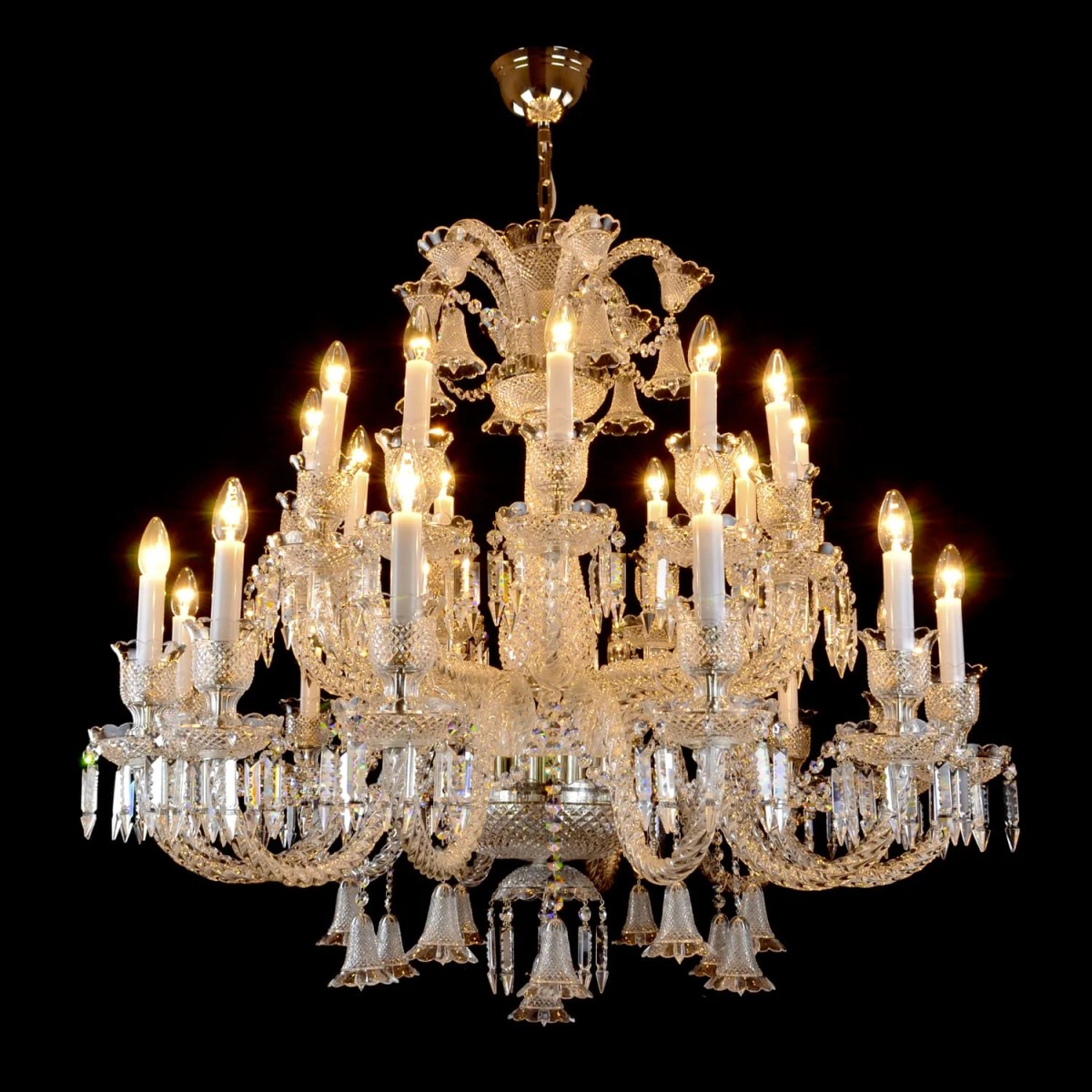 Casa Padrino Lampadario in cristallo barocco di lusso Argento Ø 105 x H. 98 cm - Sontuosa Lampadario in ottone con cristallo di Boemia - Mobili barocchi - Nobile e sontuoso Casa Padrino Lampadario in cristallo barocco di lusso Argento Ø 105 x H. 98 cm - Sontuosa Lampadario in ottone con cristallo di Boemia - Mobili barocchi - Nobile e sontuoso